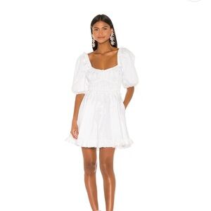 For Love And Lemons Jackson White Puff Sleeve Mini Dress